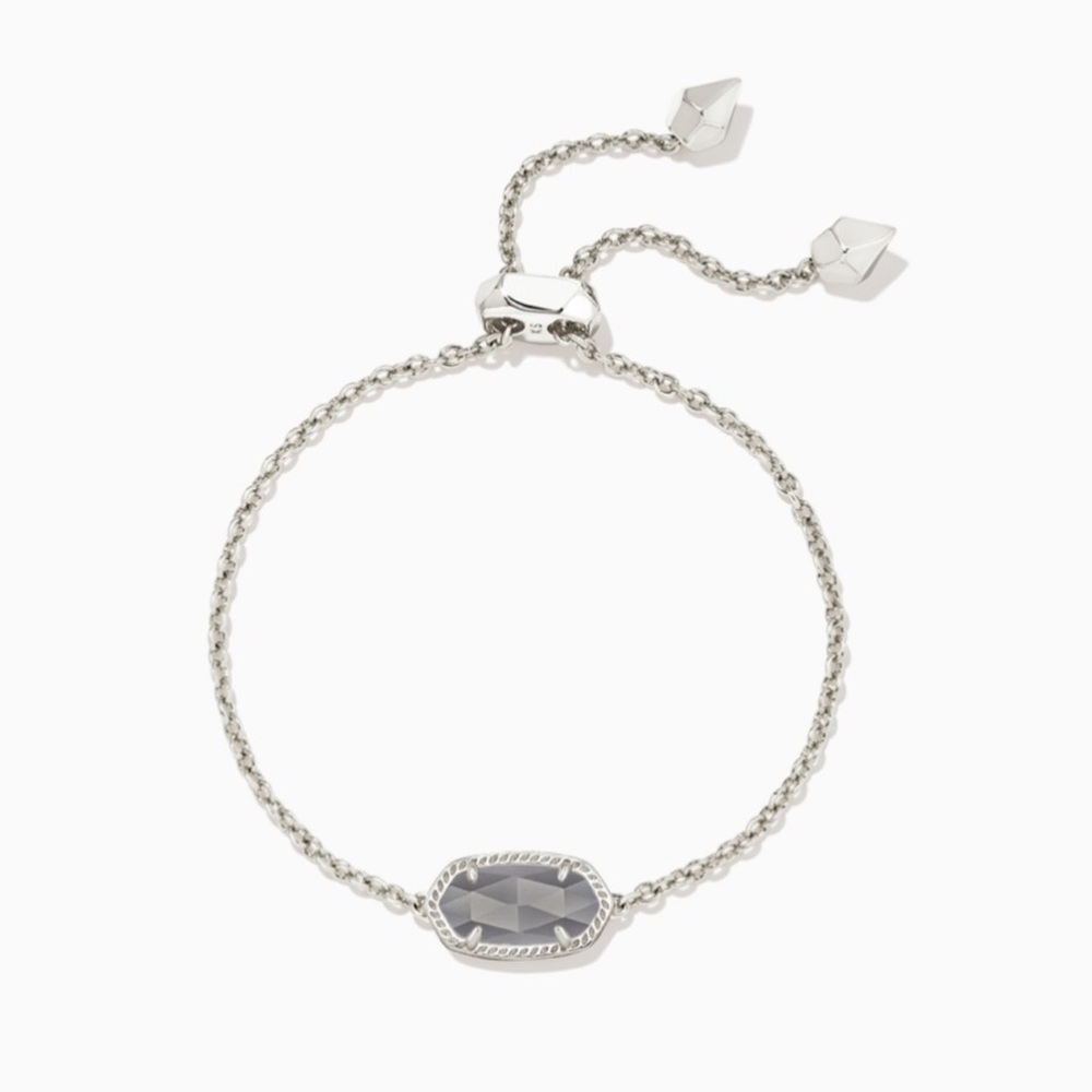 Elaina Silver Adjustable Chain Bracelet in Slate Cat’s Eye